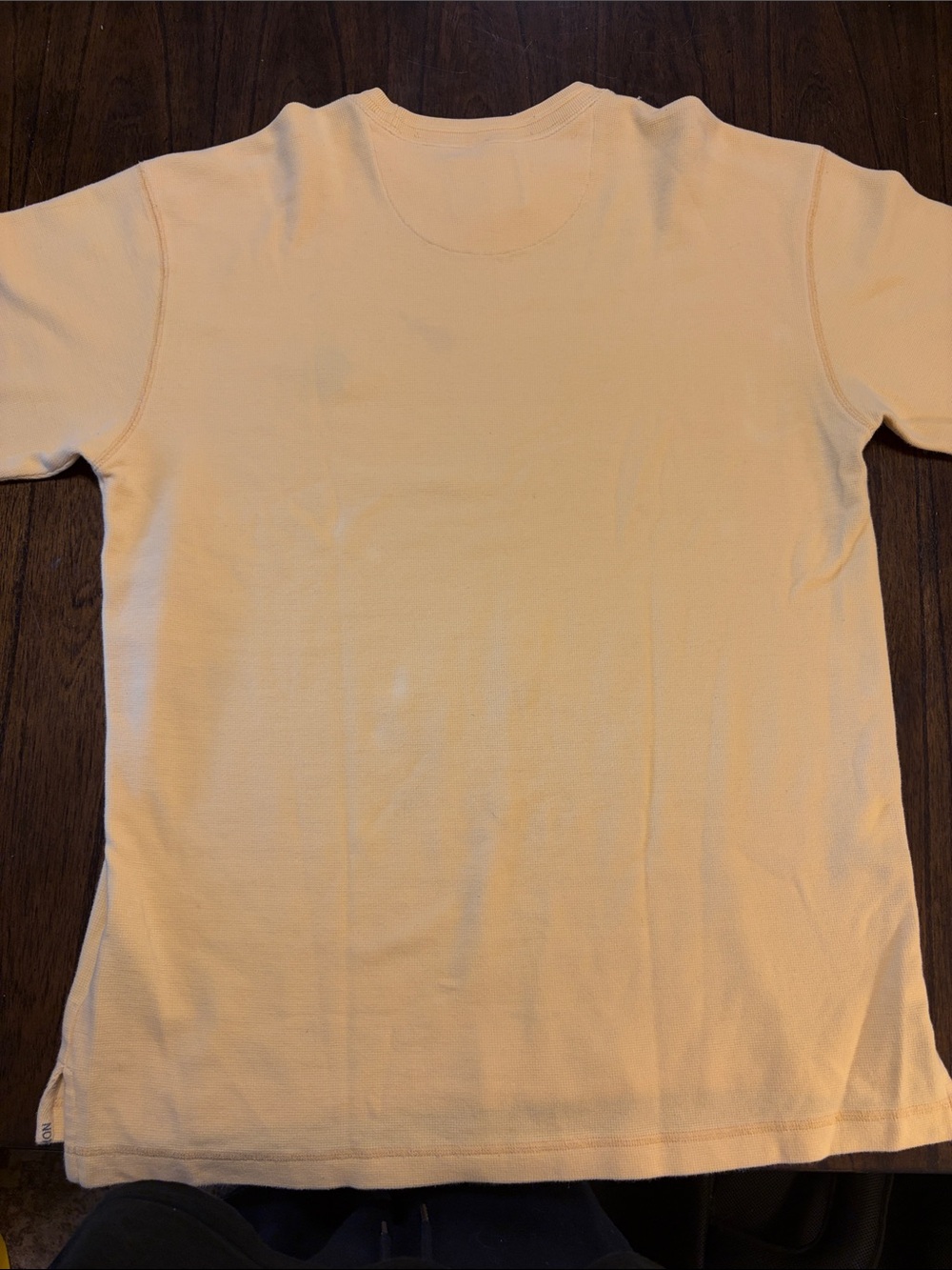 Men's Short Sleeve Crewneck Tee in Pale Yellow with Chest Logo - Picture 3 of 4
